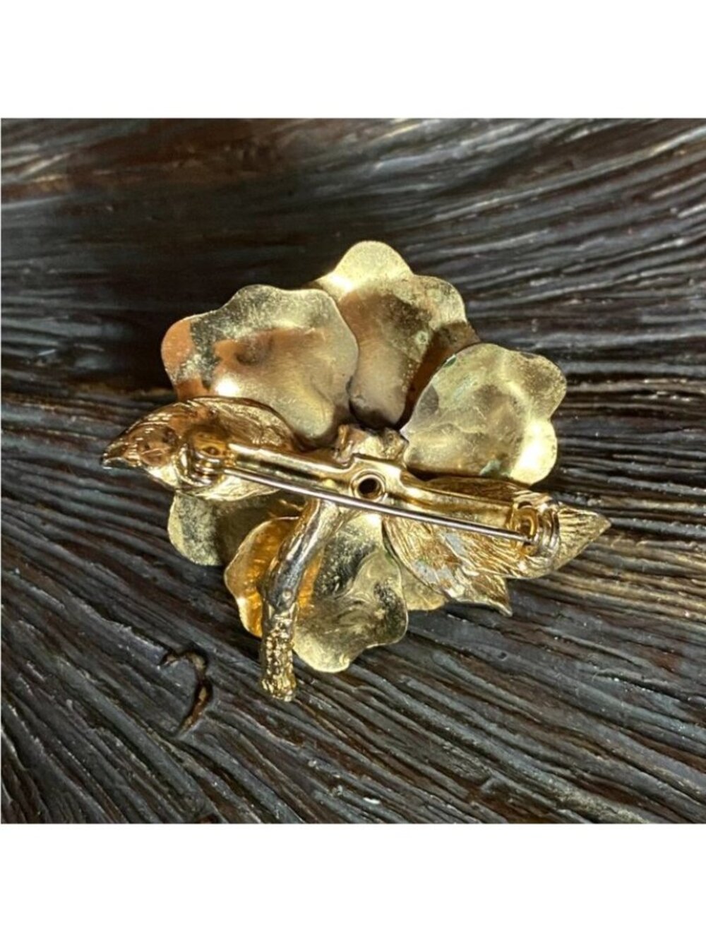 Gold Tone Layered Flower Petal Pin Vintage Mid Century Jewelry Statement Gift - Picture 2 of 8